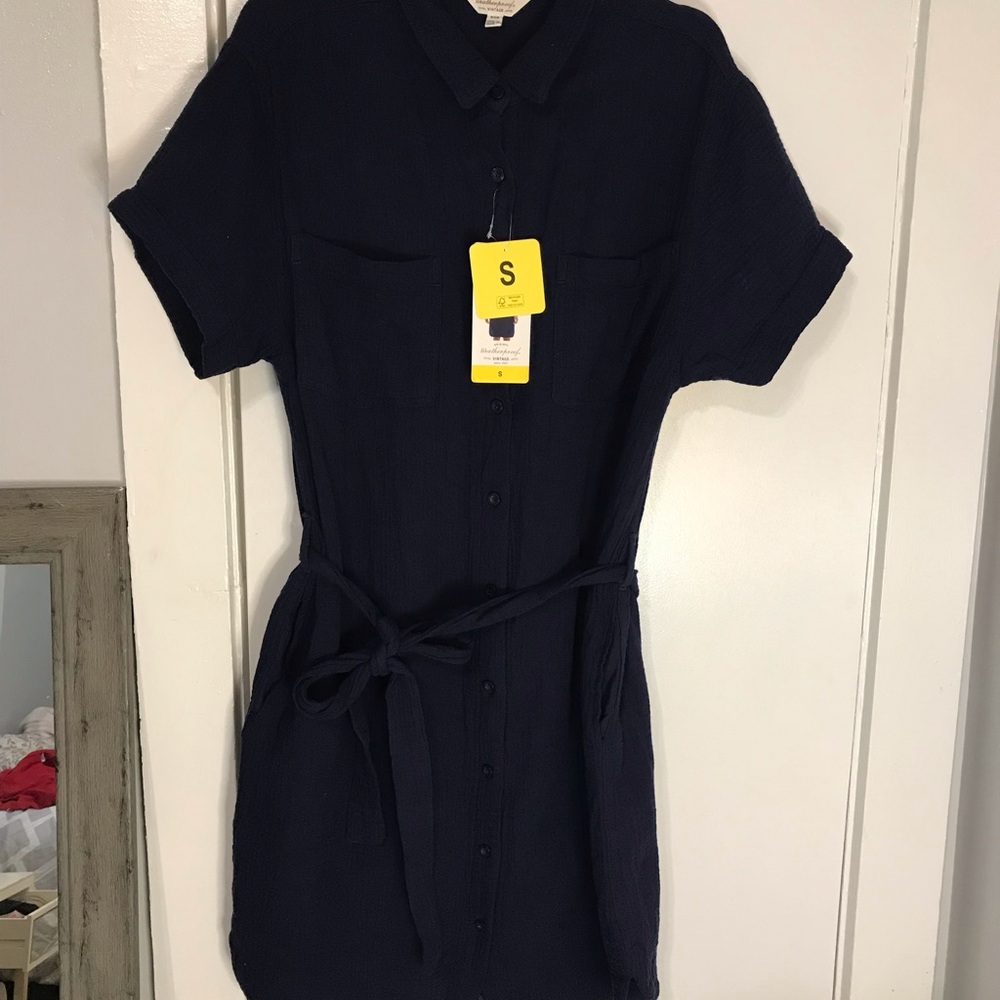 Navy Button-Up Mini Dress